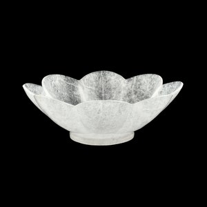 Handmade Quartz Flower Bowl: White Stone Decor (460 grams)