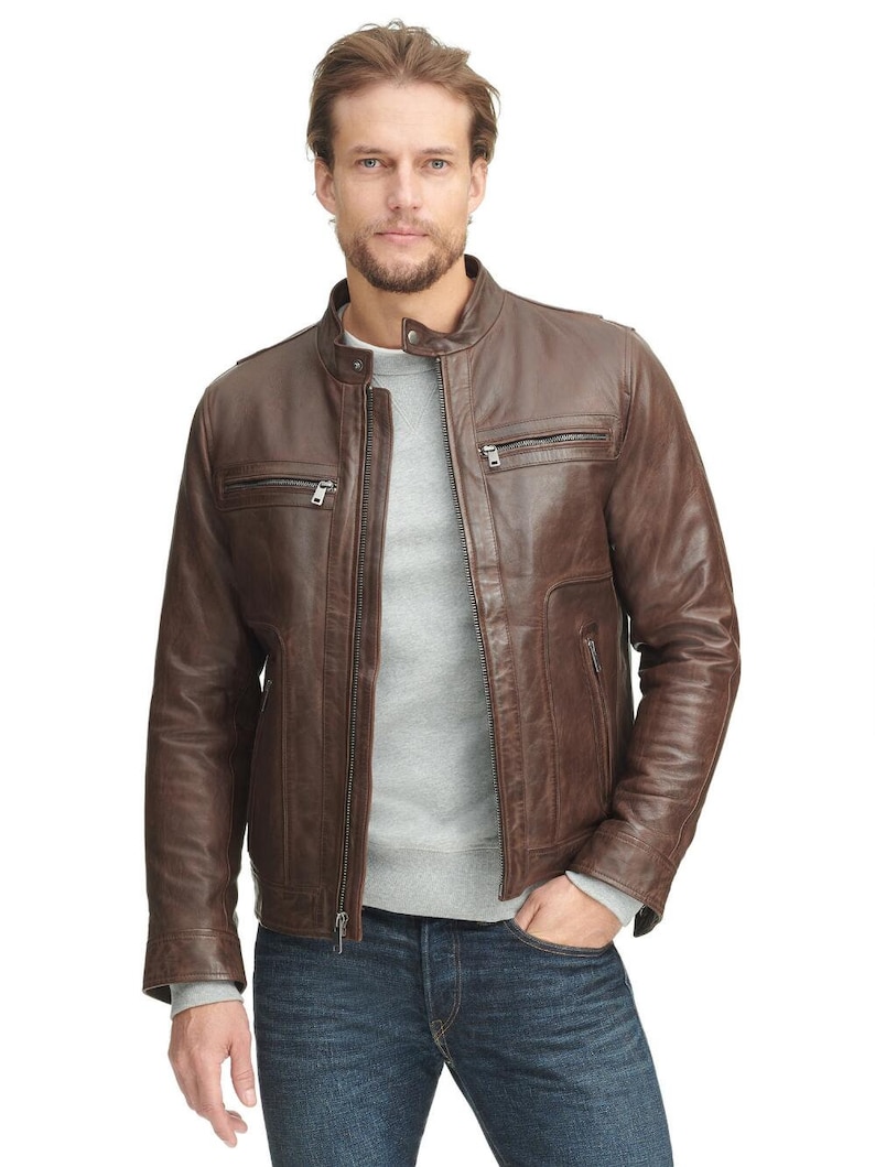 Guaranteed delivery within 4 working days after dispatch Designer genuine leather Handmade Man Leather Jacket