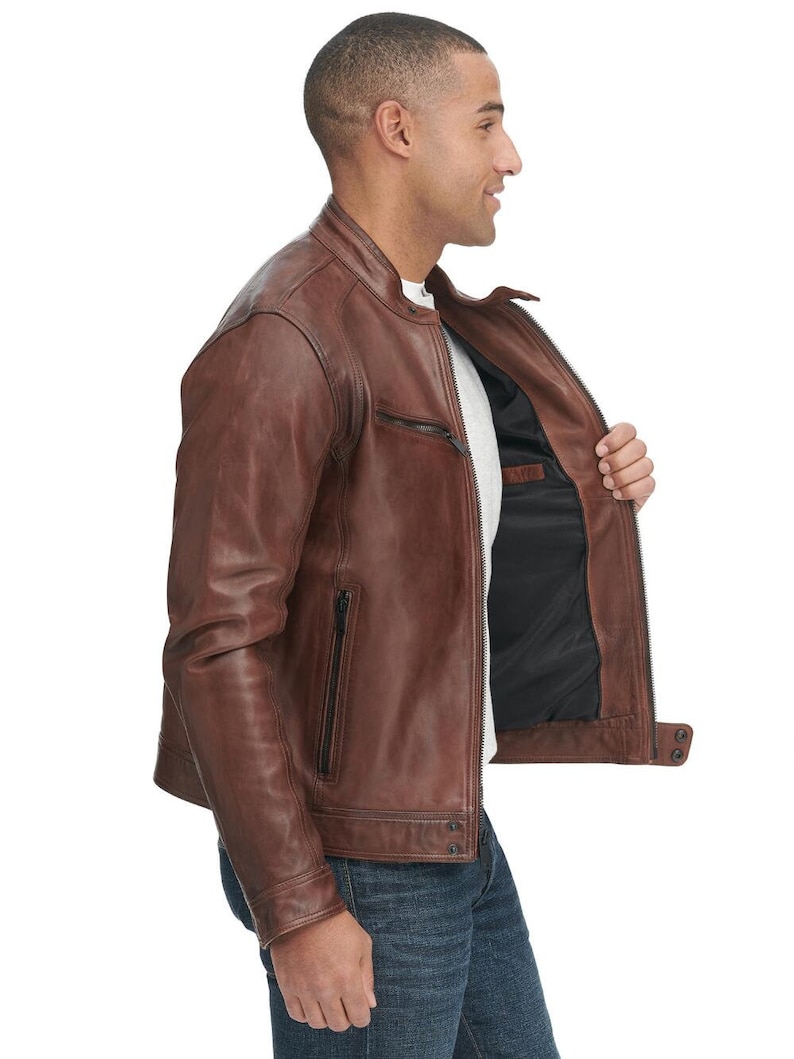 Guaranteed delivery within 4 working days after dispatch Designer genuine leather Handmade Man Leather Jacket
