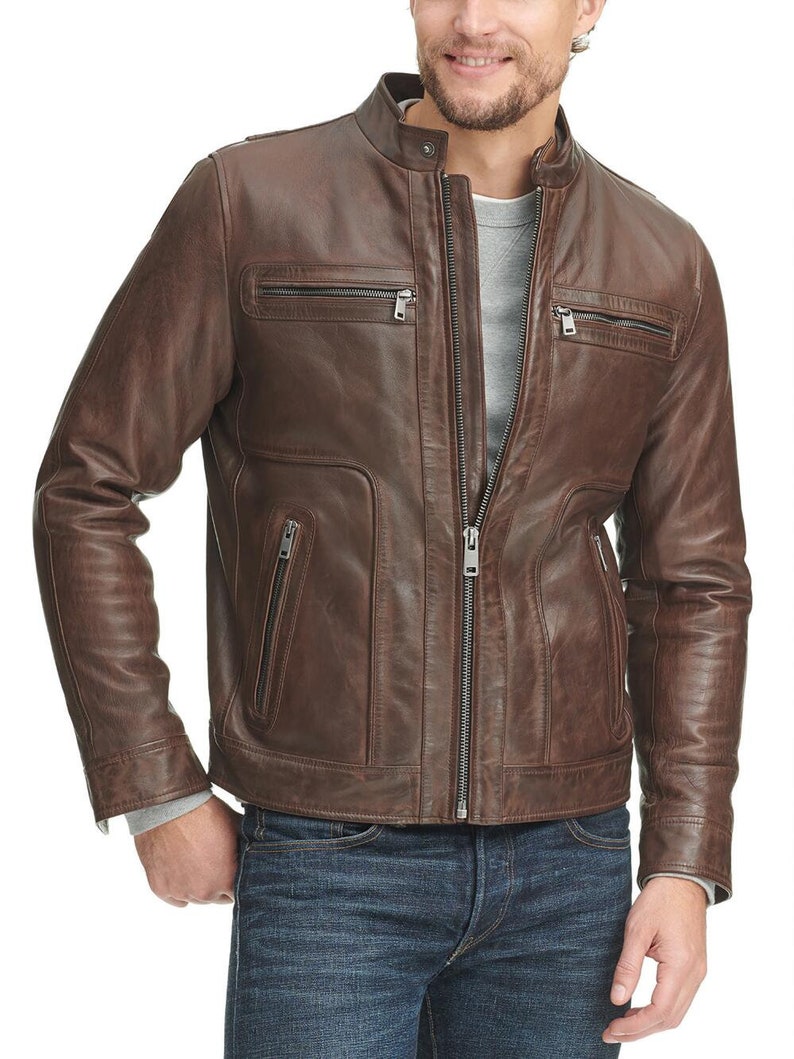 Guaranteed delivery within 4 working days after dispatch Designer genuine leather Handmade Man Leather Jacket