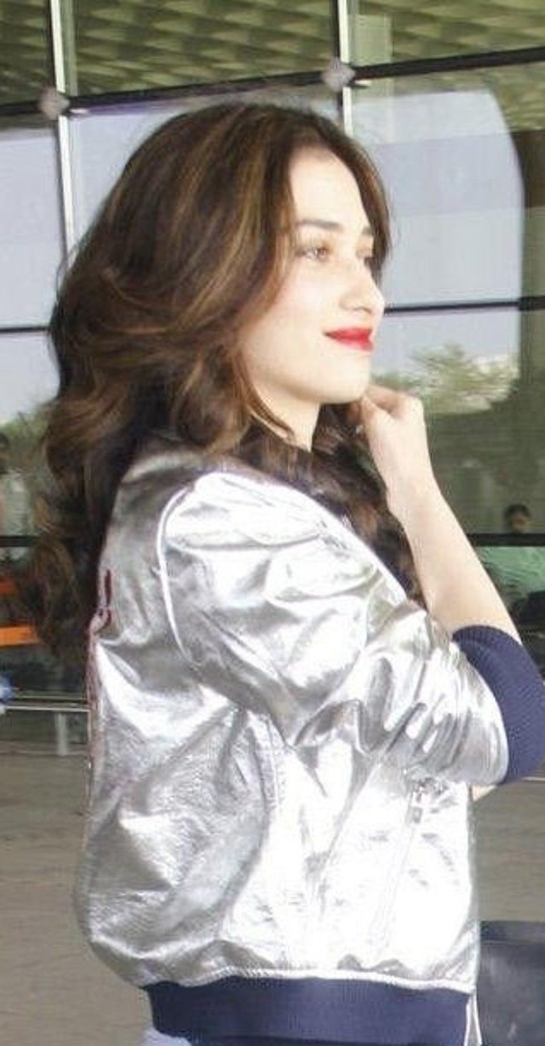 Designer genuine leather Handmade woman Silver Leather jacket Guaranteed delivery within 4 working days after dispatch
