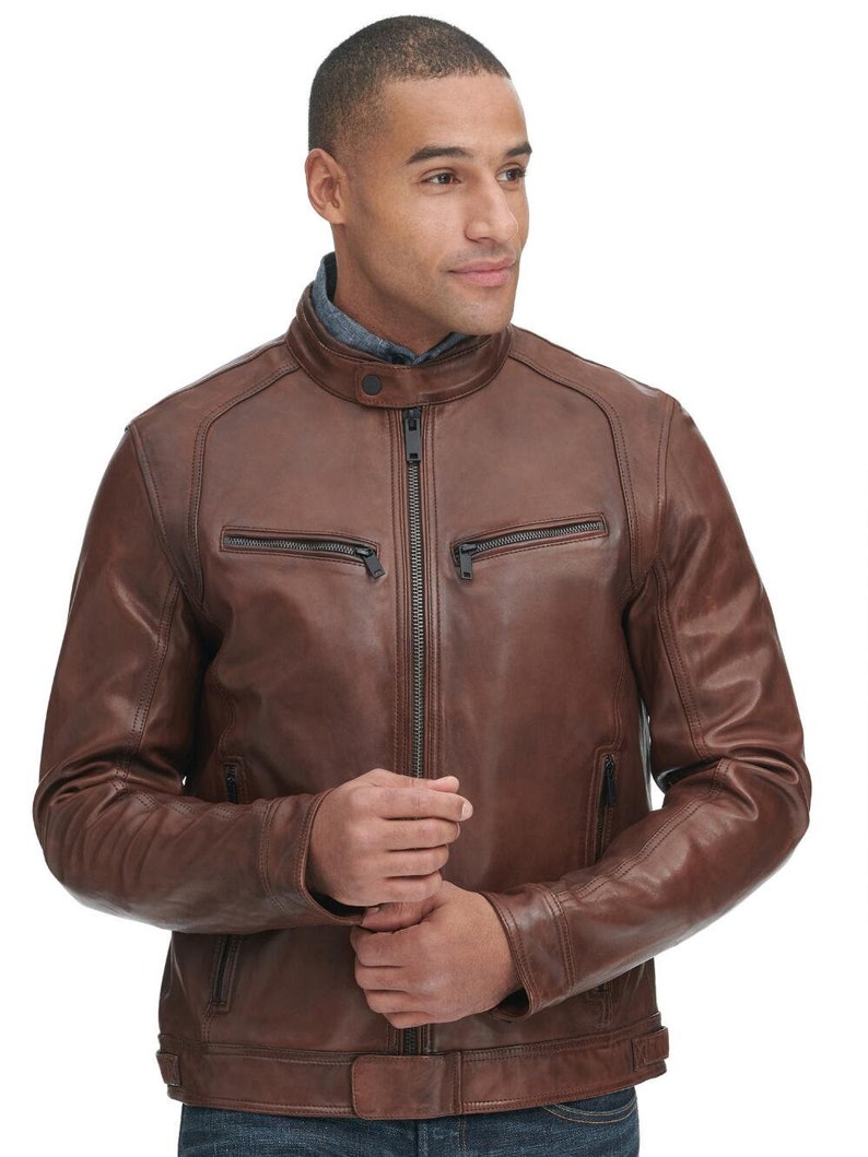 Guaranteed delivery within 4 working days after dispatch Designer genuine leather Handmade Man Leather Jacket