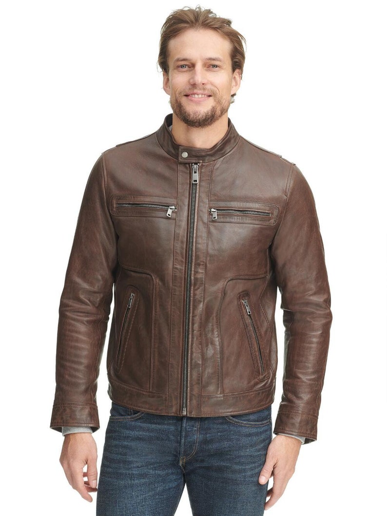 Guaranteed delivery within 4 working days after dispatch Designer genuine leather Handmade Man Leather Jacket