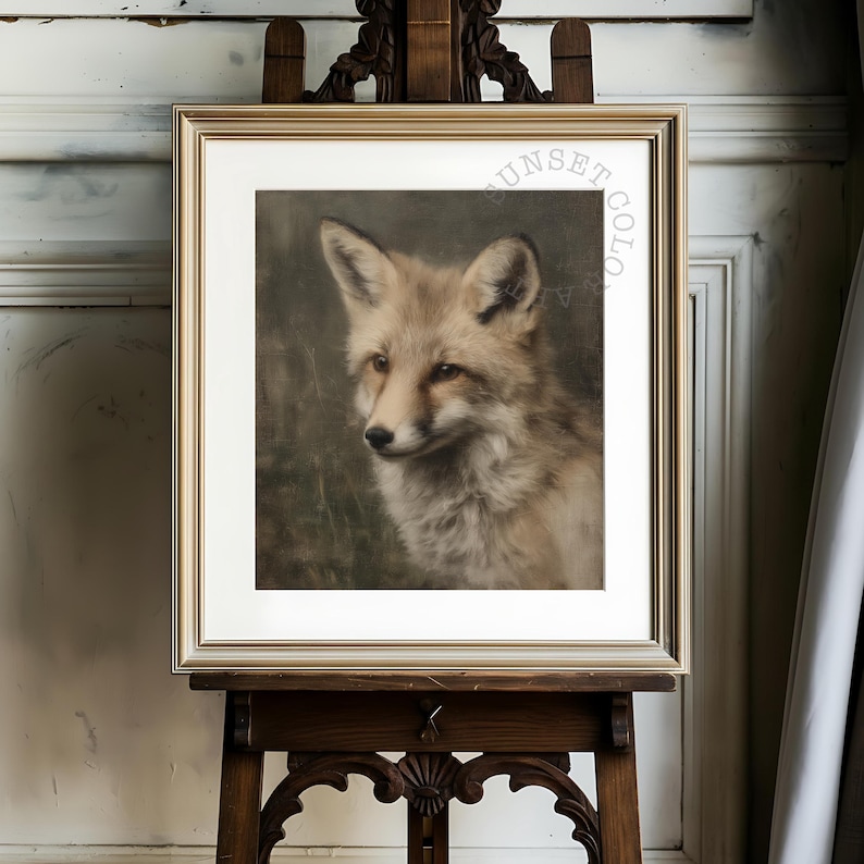 Rustic Fox Image Rustic Red Fox Portrait - Printable Wildlife Art, Vintage Moody Decor ...