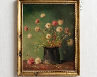 Dried Thistle Pods, Vintage Floral Still Life Printable Wall Art (Digital Download)