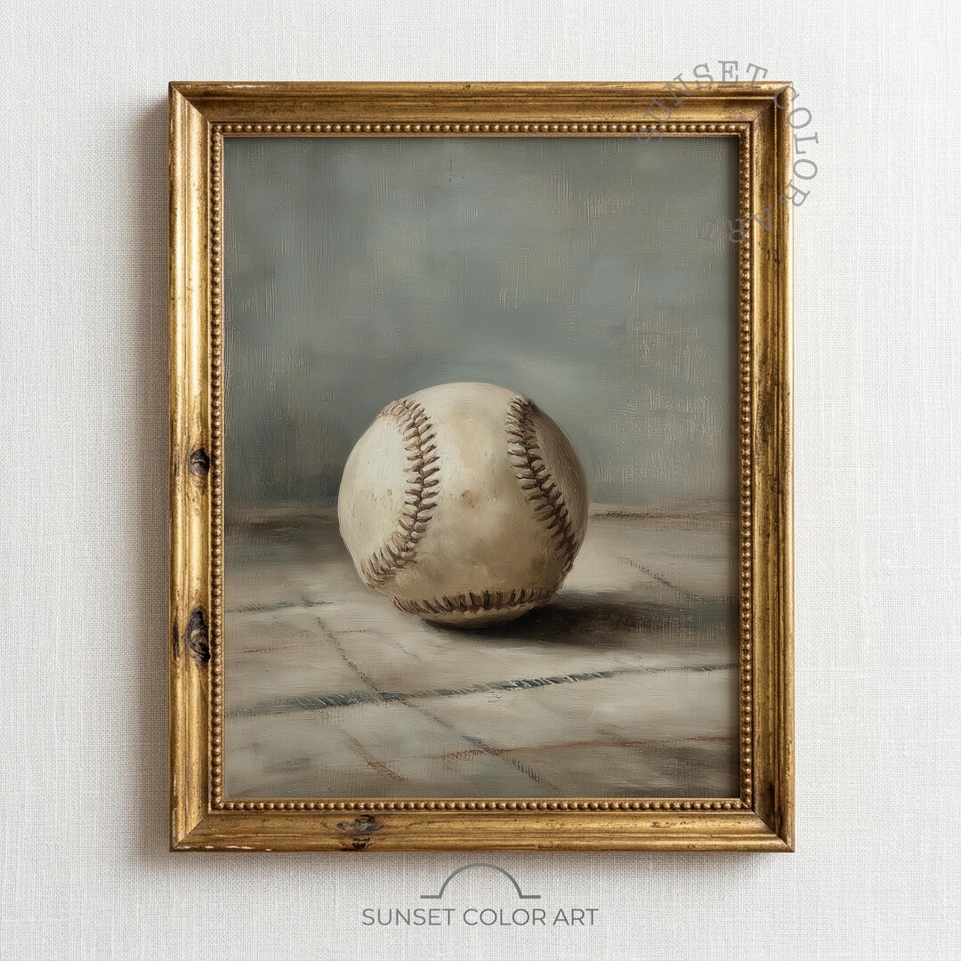Rustic Softball Vintage Baseball Wall Art, Rustic Sports Decor, Neutral Minimalist ...