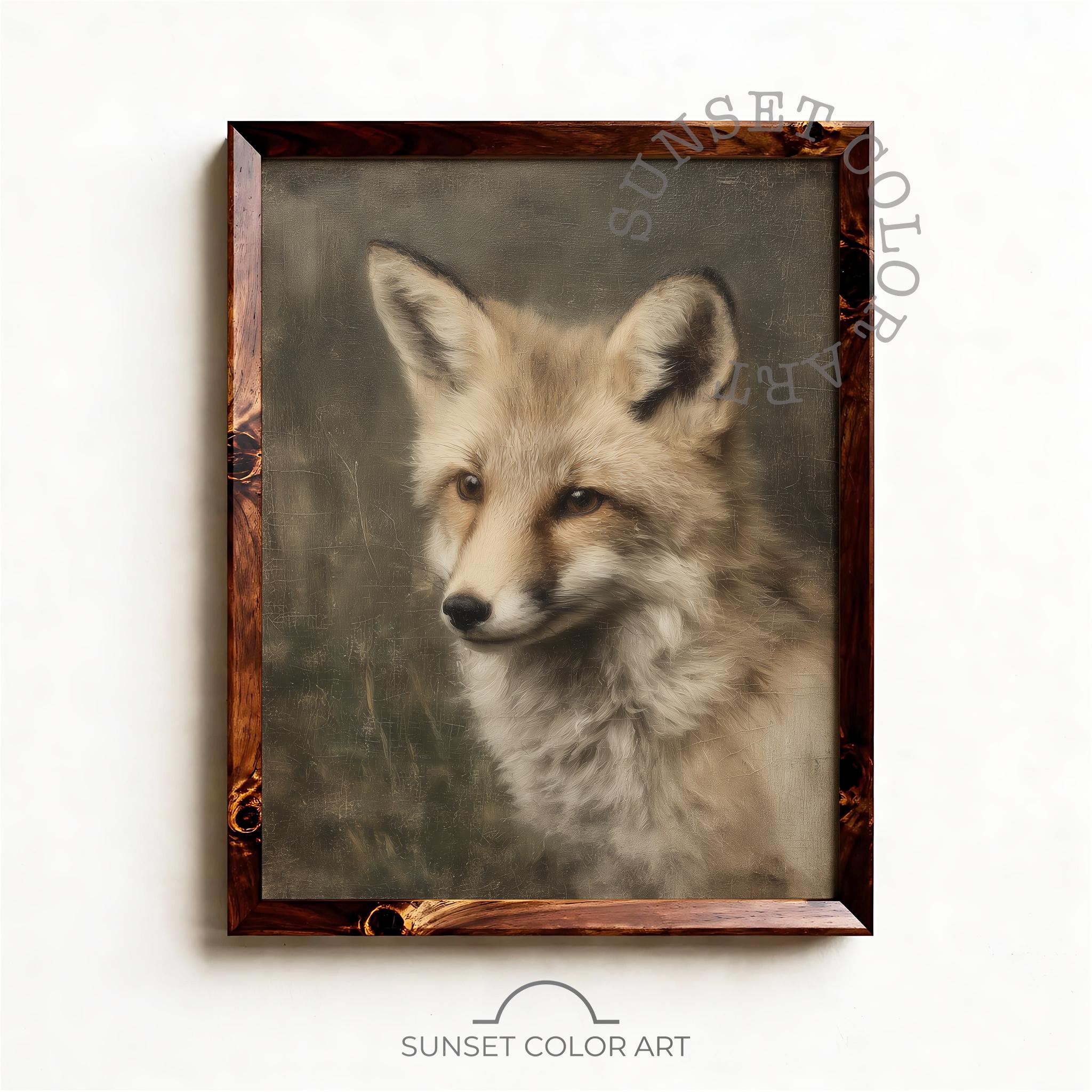 Rustic Fox Image Rustic Red Fox Portrait - Printable Wildlife Art, Vintage Moody Decor ...
