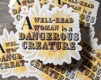 Well Read Woman Waterproof Sticker