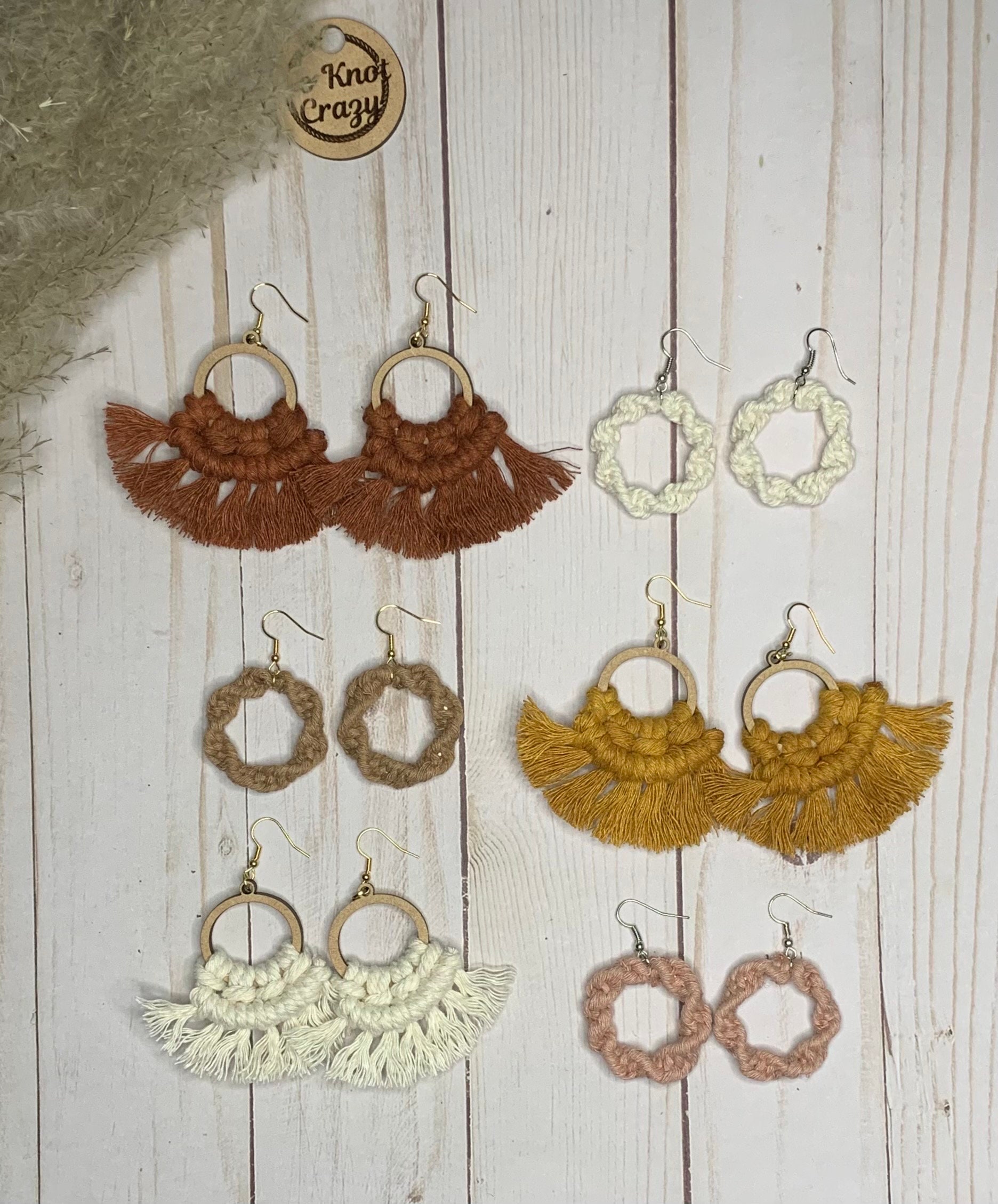 Fall Floral 3 Printed Pattern | Macrame Wooden Earring Blanks | All for Knotting Long Hexagon