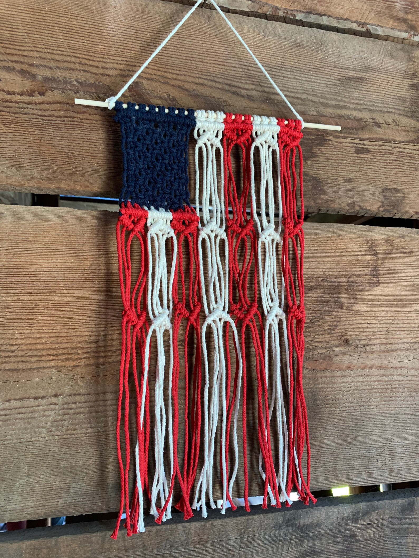 Macrame American Flag Medium Macrame Wall Hanging Etsy