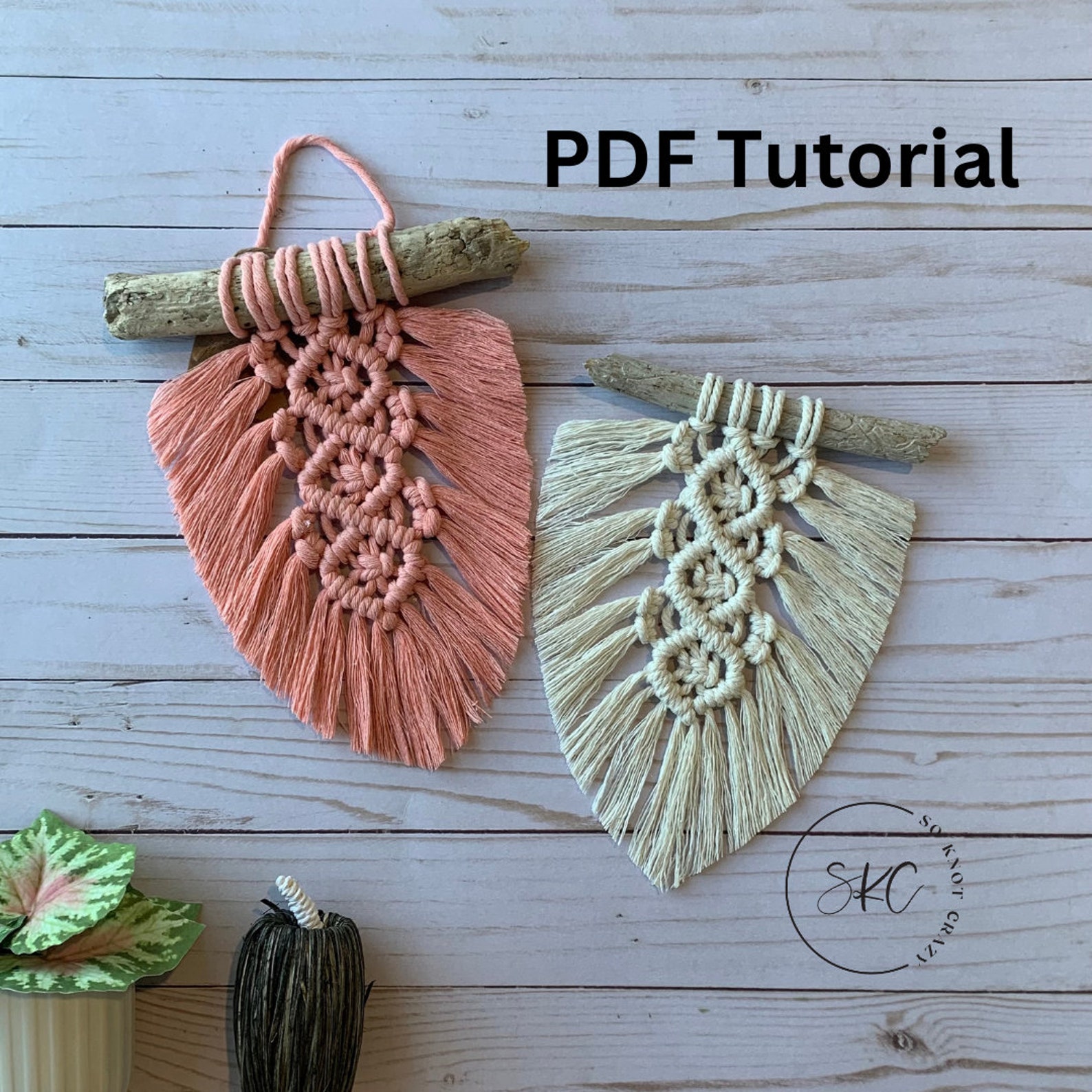 Macramé Leaf Tutorial | Printable DIY Macramé Pattern | Beginner Feather Pattern | Boho Adult or ...