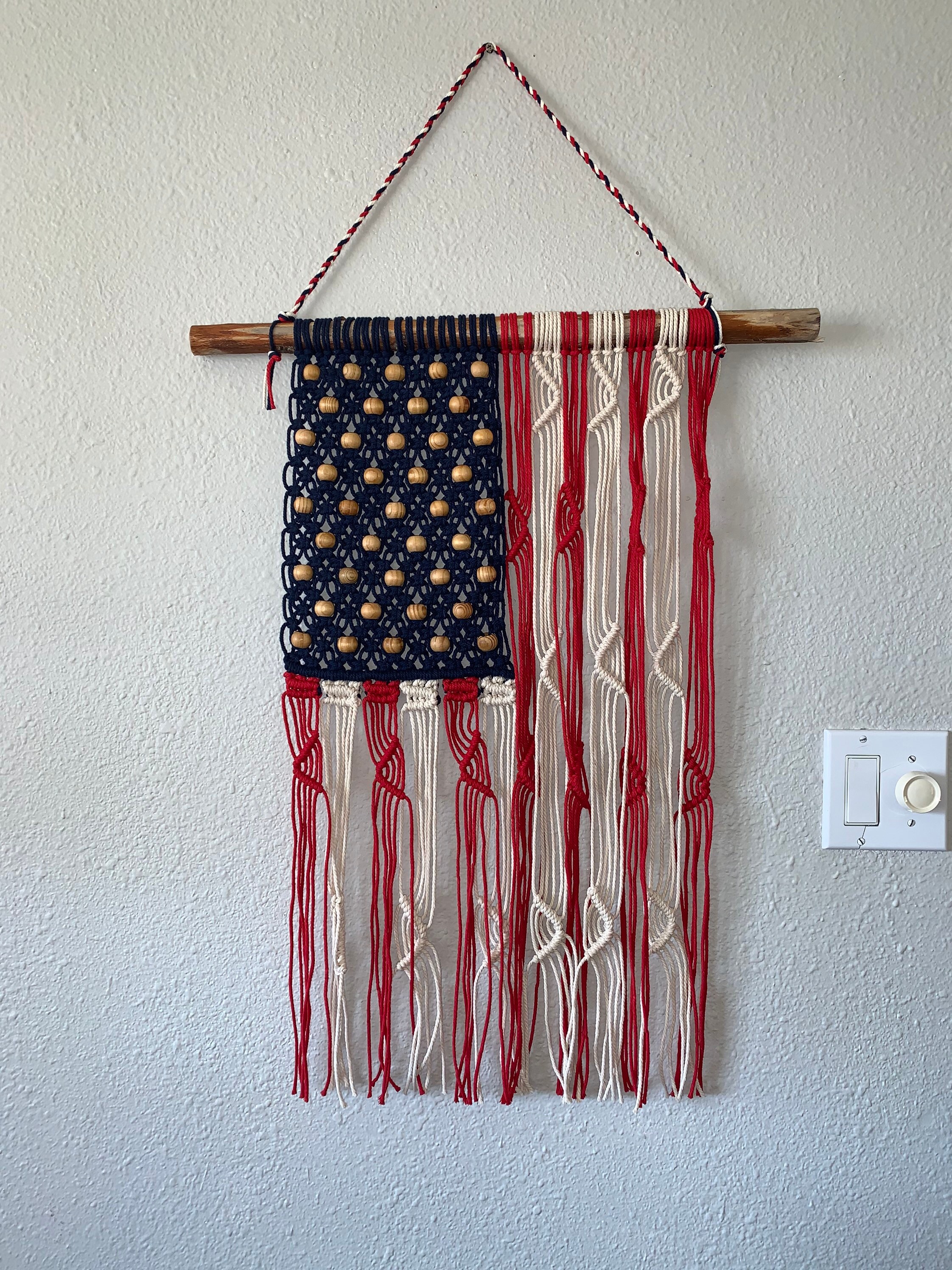 Large Macrame American Flag Large Macrame Wall Hanging Etsy