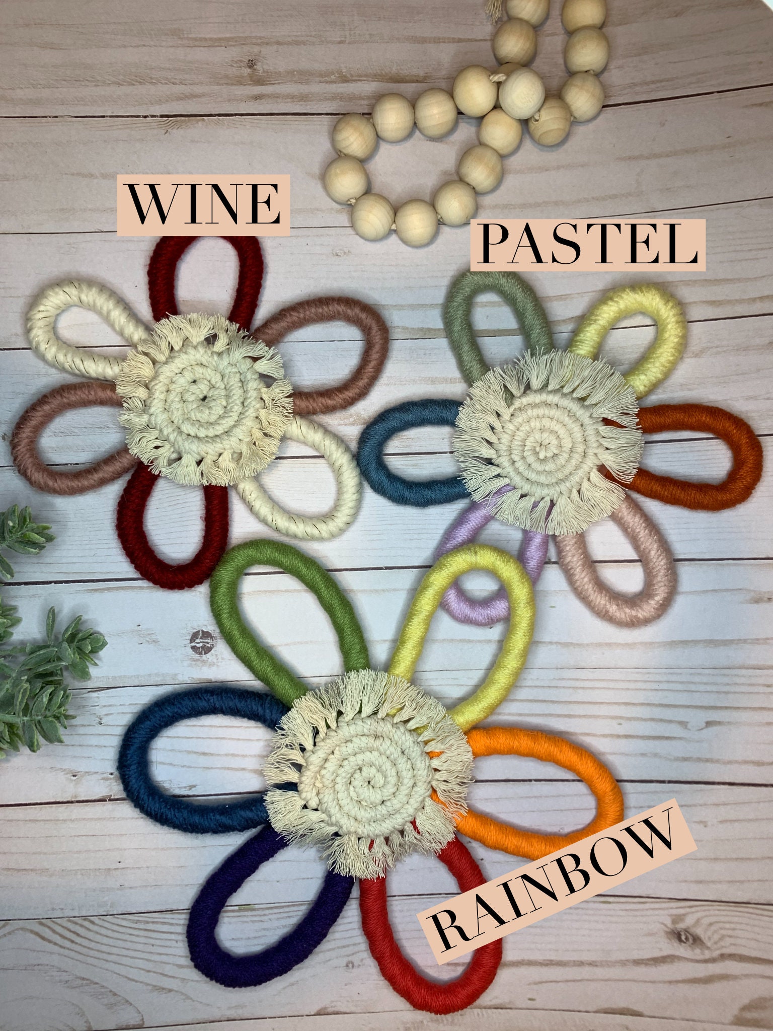 Macramé Flower Wall Decor DIY Kit Beginner Craft Colorful Boho Nursery Decor Wall Hanging