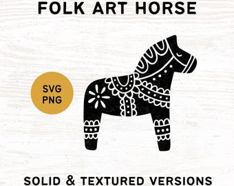 Dala Horse SVG - Scandinavian Folk Art Horse PNG
