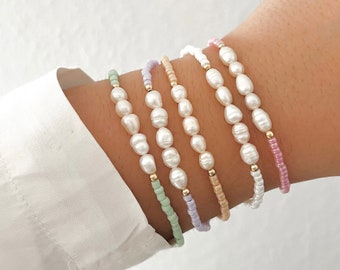 Freshwater Pearl Beaded Bracelet: Stainless Steel Summer Jewelry