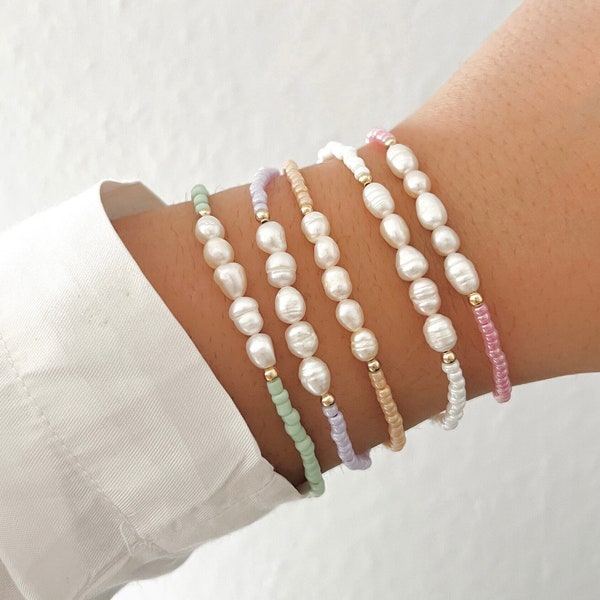 Perlen Armband, Sommer Armband, Beachy Armband, Kleine Perlen Armband, Süßwasser Perle Armband