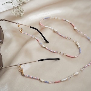 Zonnebrilketting, kralenbrilketting, maskerkettinghouder, parels maskerketting, zomerbrilketting, cadeau voor haar, zonnebrilketting