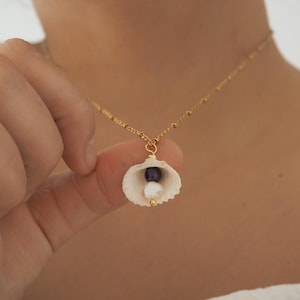 Cowrie Necklace, Shell Necklace, Drop Pearl Necklace, Handmade Necklace, Summer Necklace