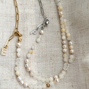 Collana di perle e zirconi, collana personalizzata, collana di perle, collana con lettere, collana personalizzata, collana di perle d'acqua dolce immagine 2