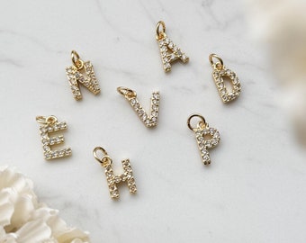 Zirconia Initial Pendant: Gold or Silver Letter Charm (12mm)