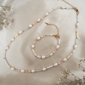Small Bead Necklace, Custom Necklace, Summer Necklace, Pearl Necklace, Freshwater Pearl Necklace