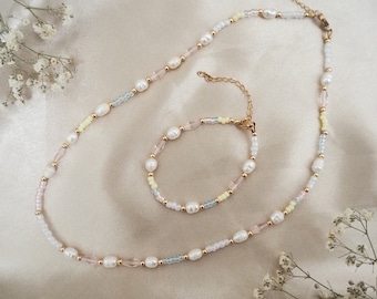 Small Bead Necklace, Custom Necklace, Summer Necklace, Pearl Necklace, Freshwater Pearl Necklace