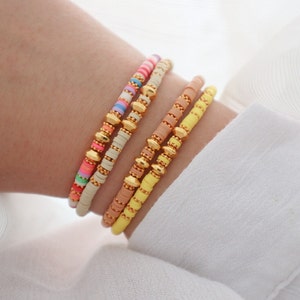 Sheishi Pearl Bracelet, Beaded Bracelet, Heishi Beads, Colorful Bracelets, Gold Bracelet, Stretchy Bracelet