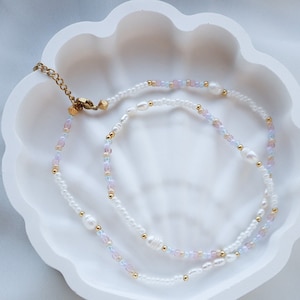 Kleine Perlenkette, Benutzerdefinierte Halskette, Sommer Halskette, Perlenkette, Süßwasserperlenkette