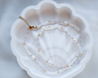 Freshwater Pearl Necklace: Beaded Summer Necklace, Custom Size