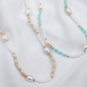 Kleine Perlenkette, Benutzerdefinierte Halskette, Sommer Halskette, Perlenkette, Süßwasserperlenkette Bild 2