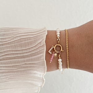 Pulsera de perlas de agua dulce, pulsera personalizada, pulsera inicial, pulsera elegante, pulsera de cuentas pequeñas, pulsera de circonita, regalo para ella imagen 5