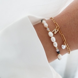 Pulsera con letras de circonita, pulsera personalizada, pulsera con inicial, pulsera elegante, pulsera con forma de corazón, regalo para ella, regalo personalizado