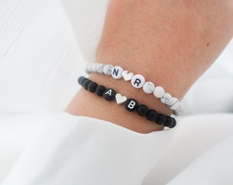 Bracelets de partenaire, bracelet personnalisé, bracelets d'amour avec perles, bijoux personnalisés pour homme et femme