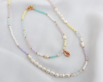 Small Bead Necklace, Custom Necklace, Summer Necklace, Pearl Necklace, Freshwater Pearl Necklace