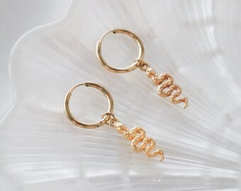 Snake Earrings, Snake Hoop Earrings, Gold Snake Earrings, Hoop Earrings, Minimalist Jewelry