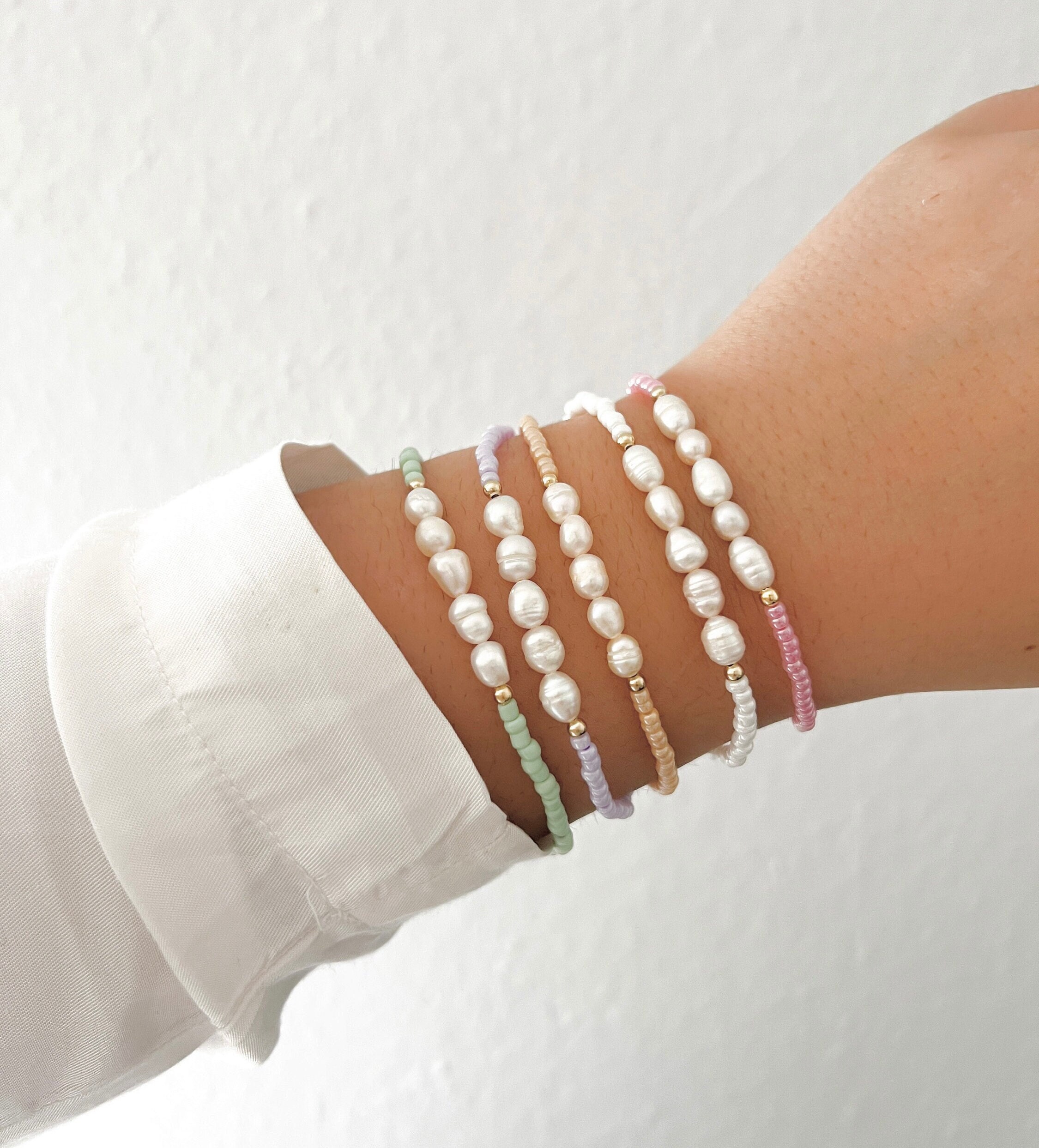 Bracelet de perles de perles d'eau douce : bijoux d'été en acier inoxydable