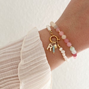 Pulsera de perlas de agua dulce, pulsera personalizada, pulsera inicial, pulsera elegante, pulsera de cuentas pequeñas, pulsera de circonita, regalo para ella imagen 9