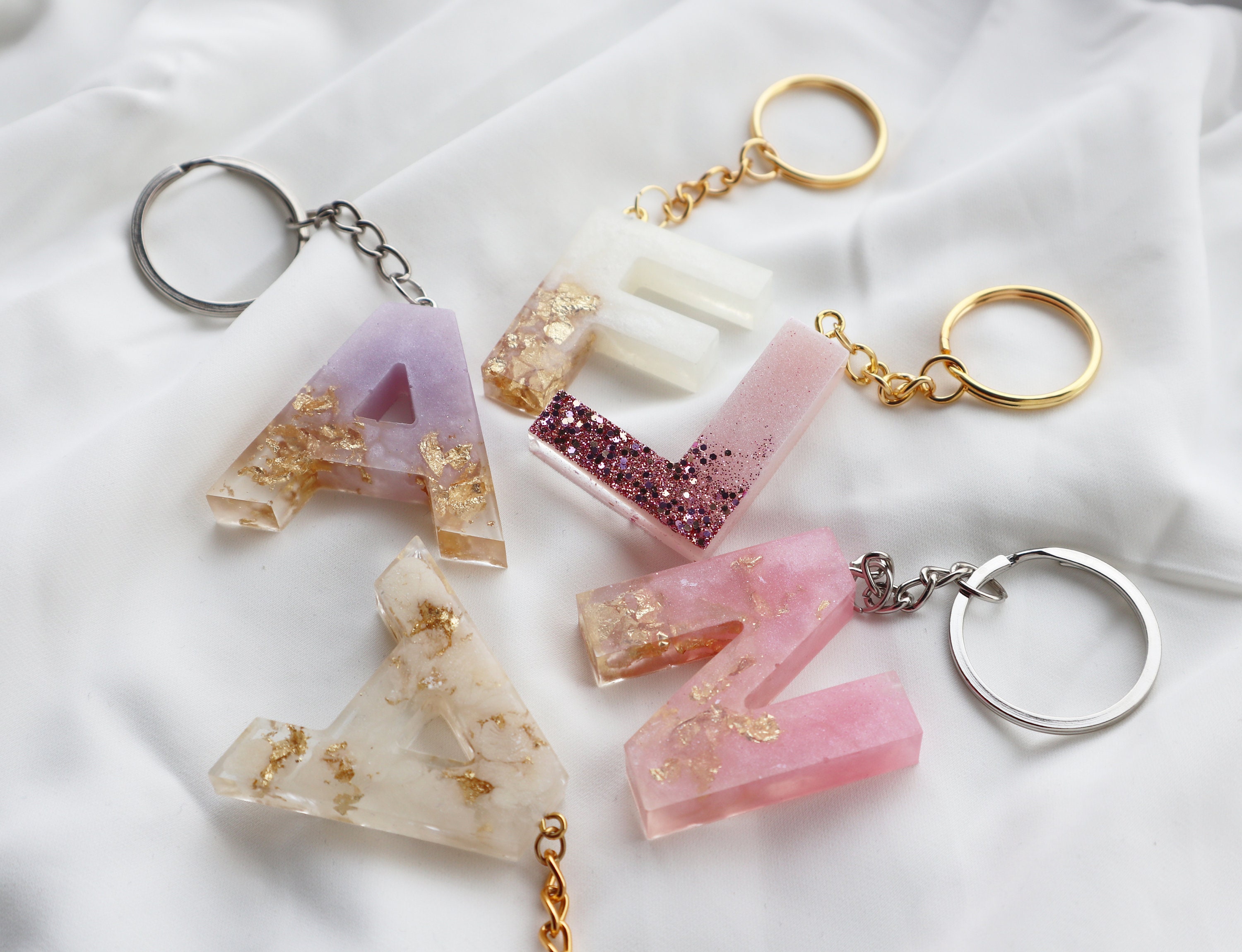 Custom Resin Letter Keyring Letter Keyring Resin Keyring Etsy