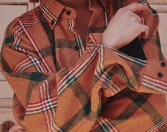orange and black flannel womens