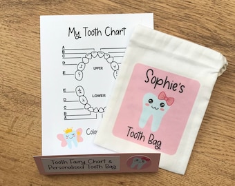 Tooth Fairy Chart & Personalised Tooth Bag