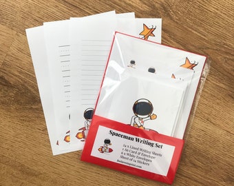 Spaceman Writing Set, Stationery Set, Letter Writing Notepaper & Stickers