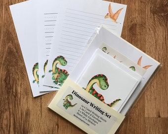 Dinosaur Writing Set, Stationery Set, Letter Writing Notepaper & Stickers