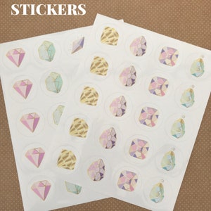 Crystal Stickers, Round Glossy Crystal Stickers. 2 Sheets of Stickers image 1