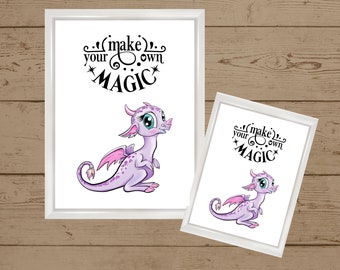 Baby Dragon, Make Your Own Magic Art Print, Unframed Wall Art Print