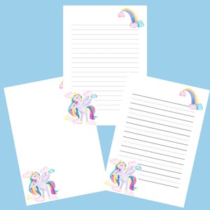 Rainbow Unicorn Writing Set, Stationery Set, Letter Writing Notepaper & Stickers 24 Refill Sheets P&L