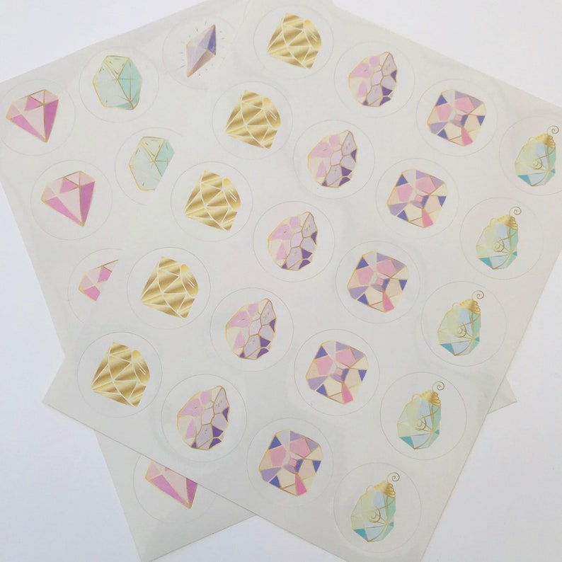 Crystal Stickers, Round Glossy Crystal Stickers. 2 Sheets of Stickers image 2