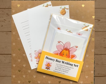 Honey Bee Writing Set, Stationery Set, Letter Writing Notepaper & Stickers