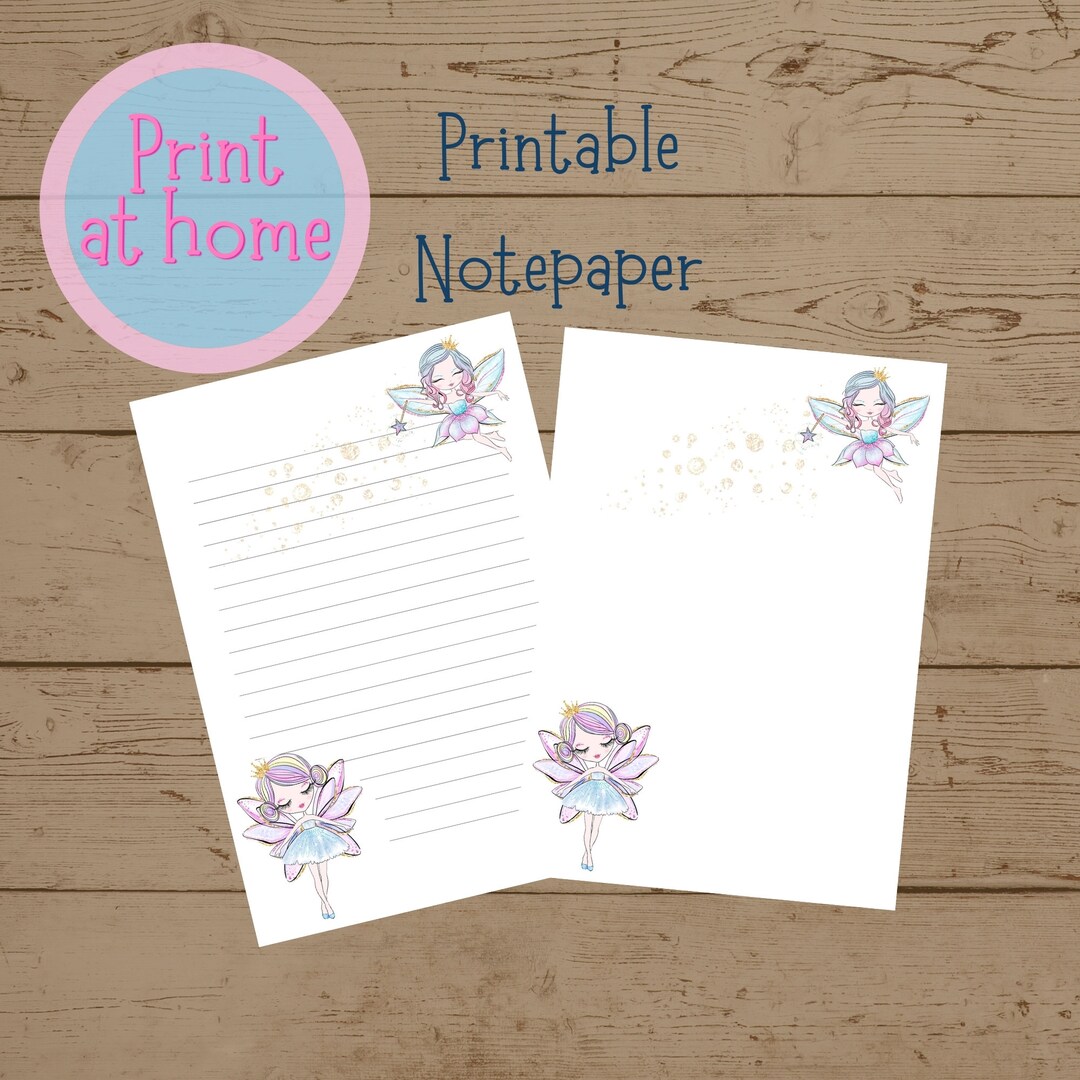 A5 Printable Fairy Notepaper, Lined &amp; Plain Paper - Etsy