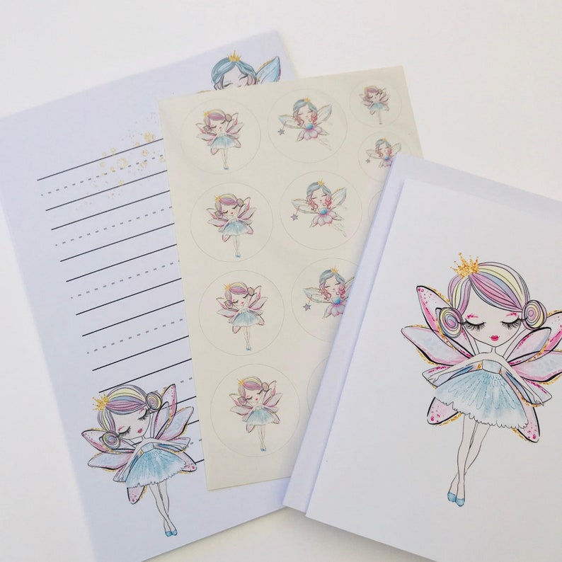 Fairy Writing Set, Stationery Set, Letter Writing Notepaper & Stickers Handwriting paper