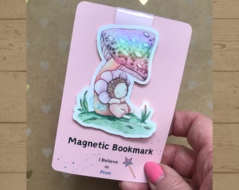 Magnetic Bookmark, Mushroom Fairy Design